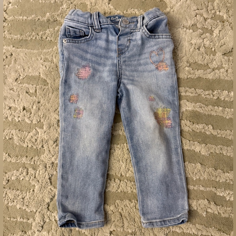 Cat & Jack Denim with Colorful Heart Patterns
